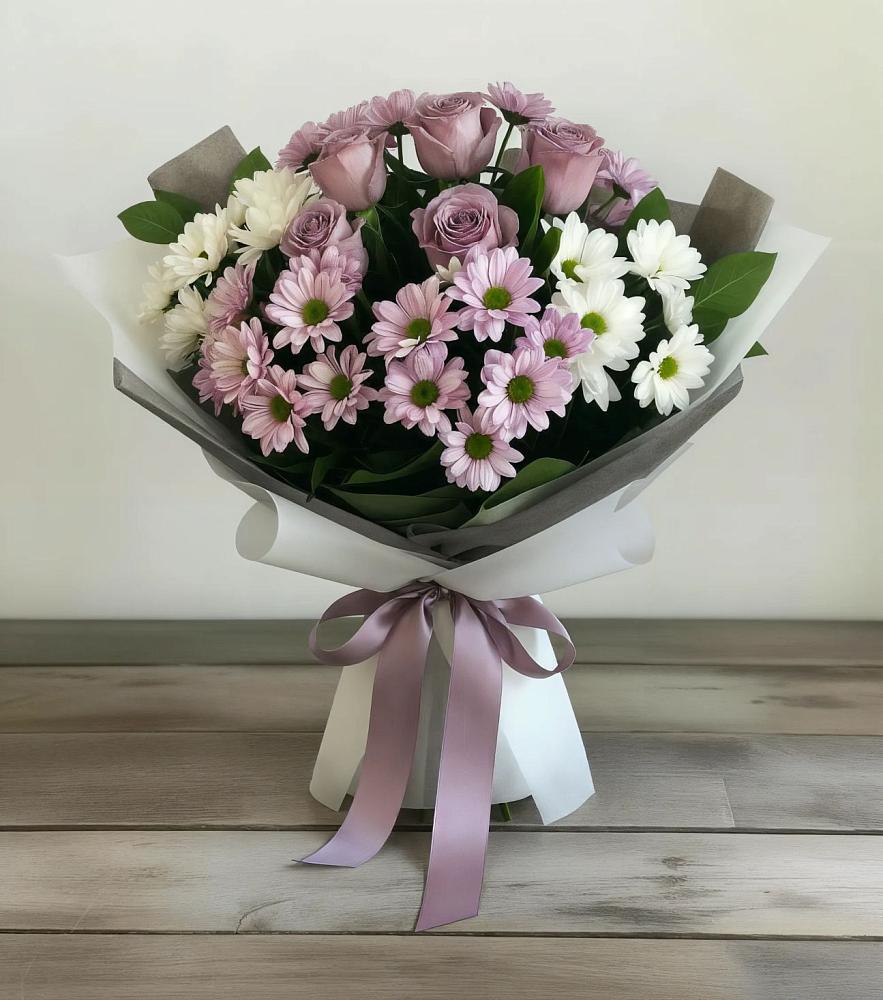 Букет цветов из: Хризантемы и Розы в Добрыниху