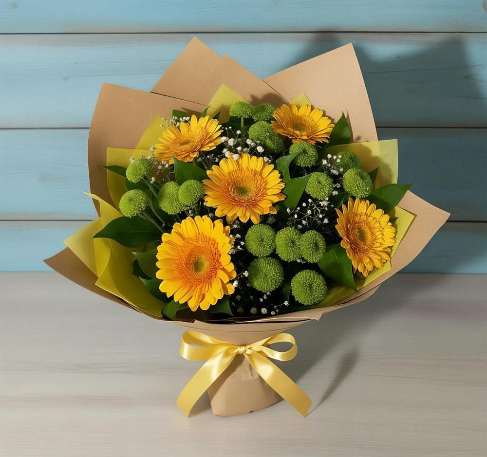 Букет цветов из: Герберы и Хризантемы в Добрыниху
