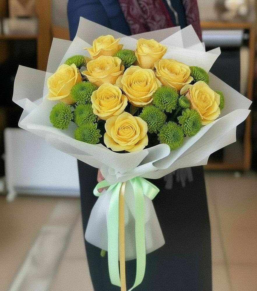 Букет цветов из: Хризантемы и Розы в Добрыниху
