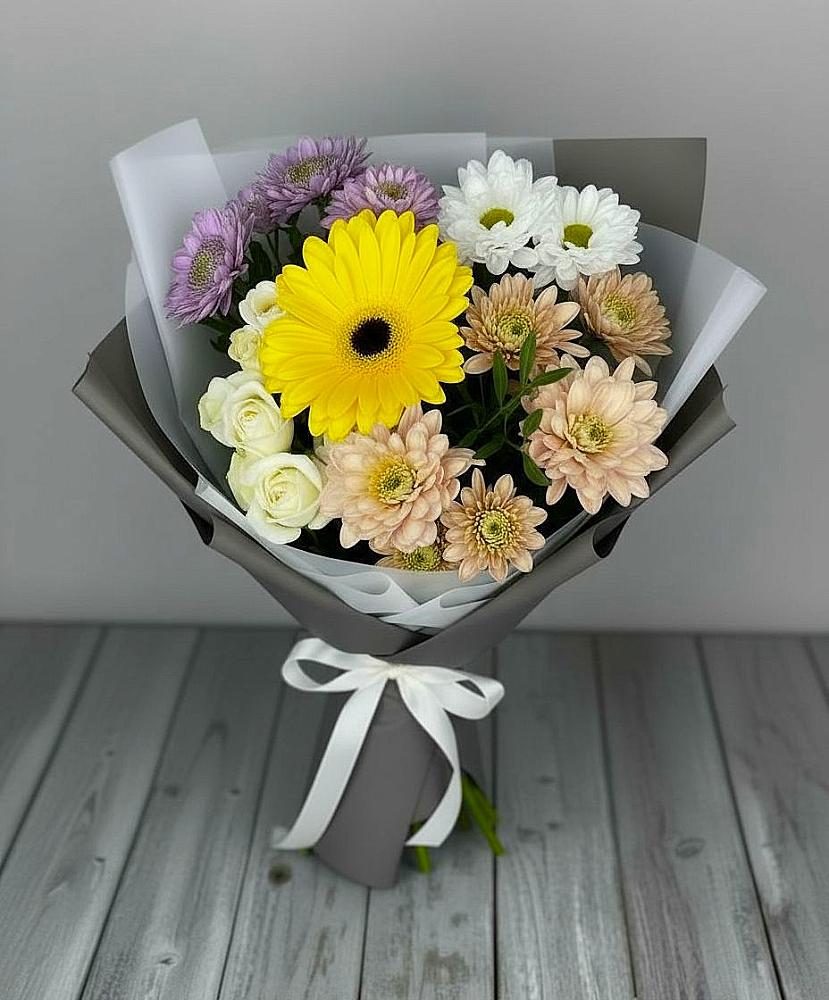 Букет цветов из: Розы, Герберы и Хризантемы в Добрыниху