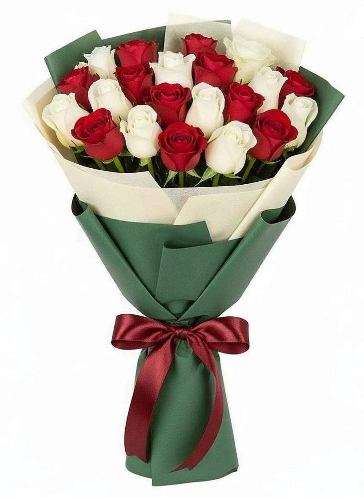 Букет Микс из красных и белых роз в Добрыниху