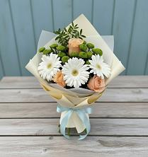 Букет цветов из:  Герберы, Розы и Хризантемы в Добрыниху