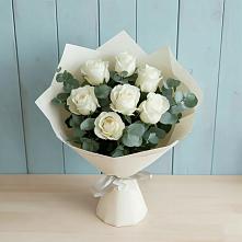 Букет Белые розы в Эвкалипте в Добрыниху